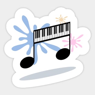 Piano music on splash color Sticker